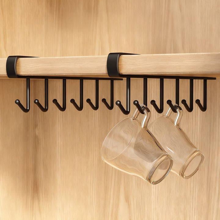 Kitchen hooks for under cabinets, 6-piece row