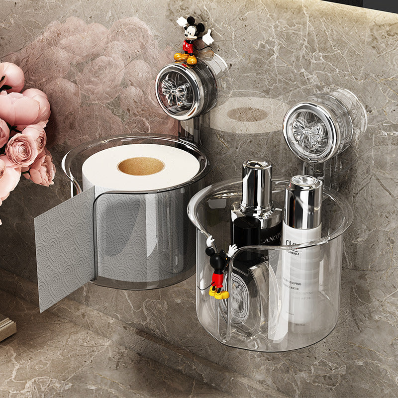 Toilet paper holder with suction cup, wall mountable