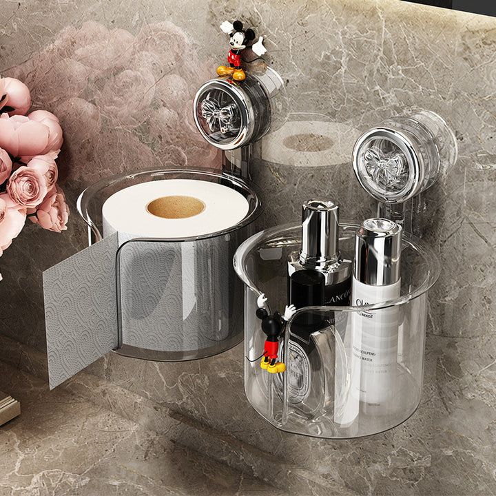 Toilet paper holder with suction cup, wall mountable