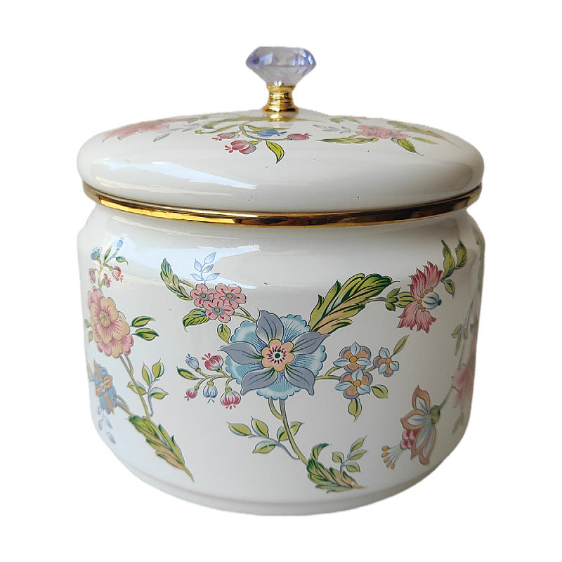 Enamel storage container, oval, 2.4 L, Northern Europe style