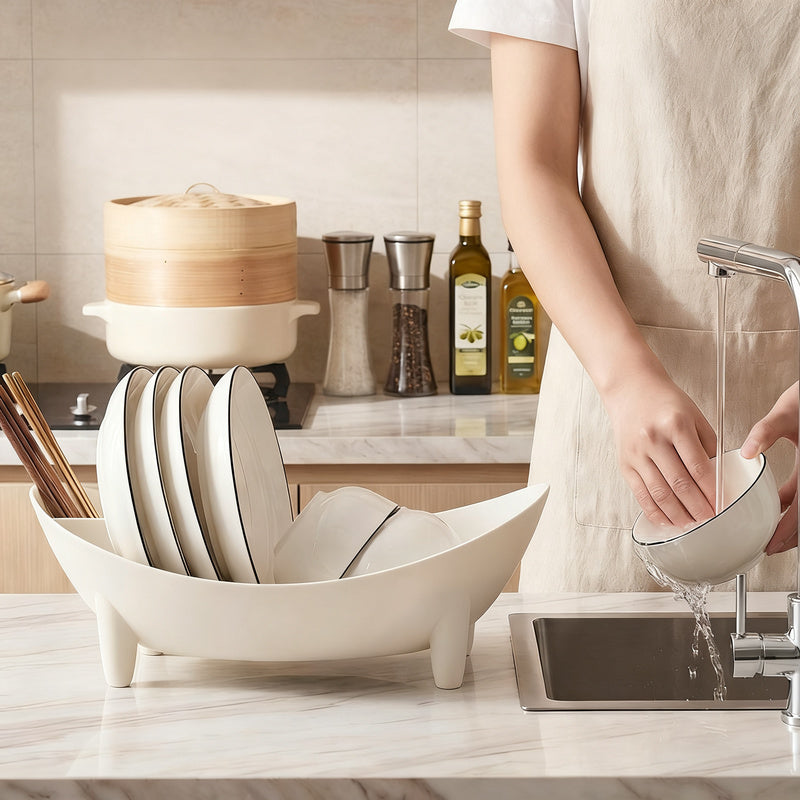 Dish drying rack with drip tray, plastic
