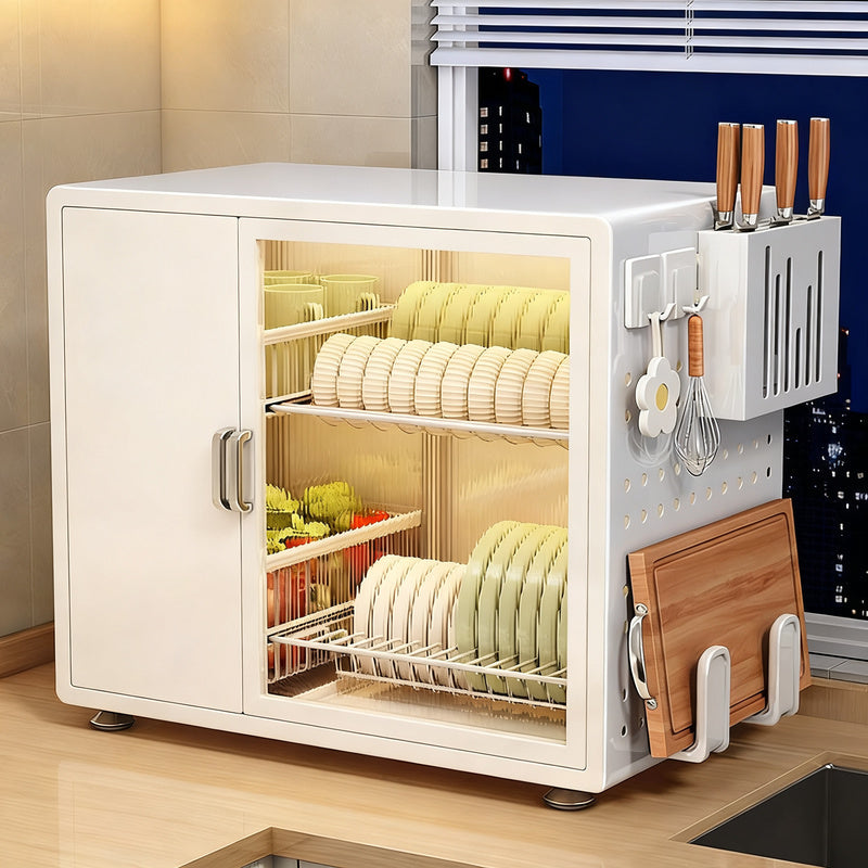 Dish drying rack with accessories, table model