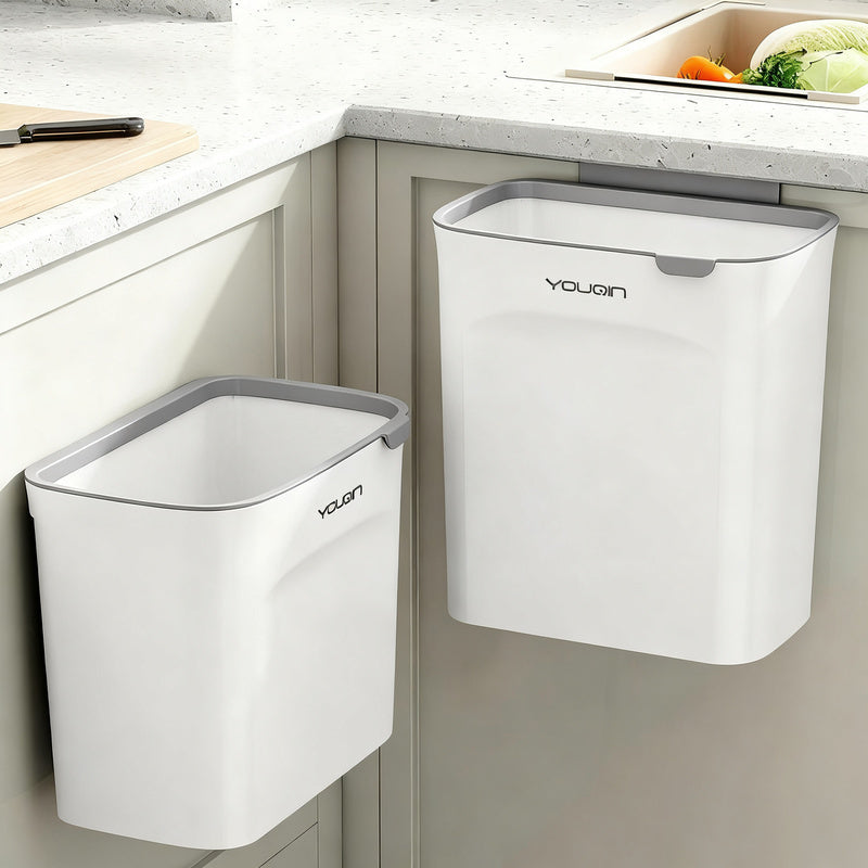 Wall-mounted waste bin with lid, 7 L