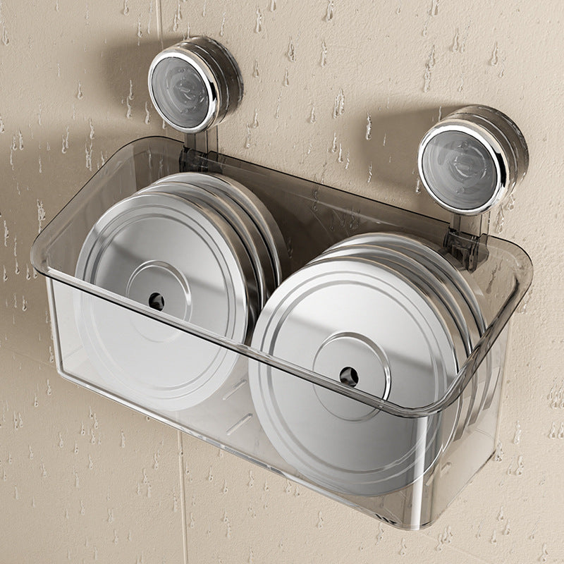Wall-mounted storage box with suction cup
