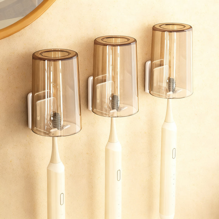 Toothbrush holder with lid, ABS, wall-mounted