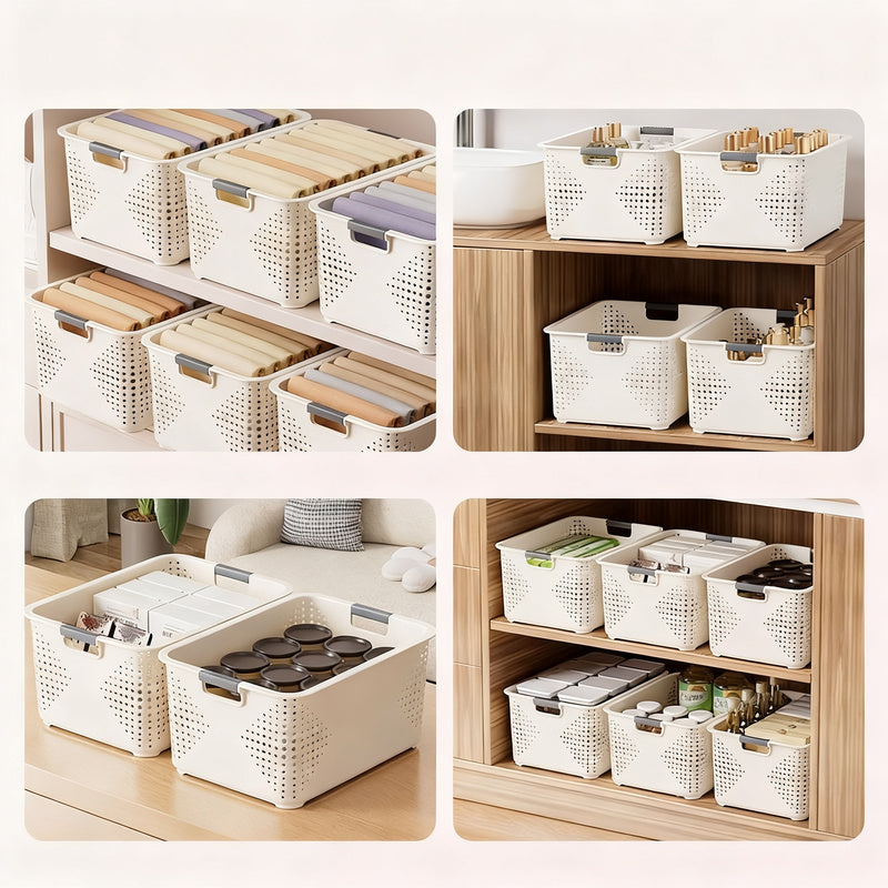 Plastic storage box for household and kitchen