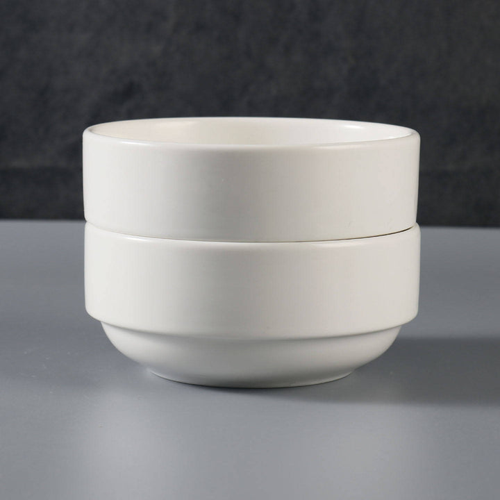 Ceramic soup bowl, round, white
