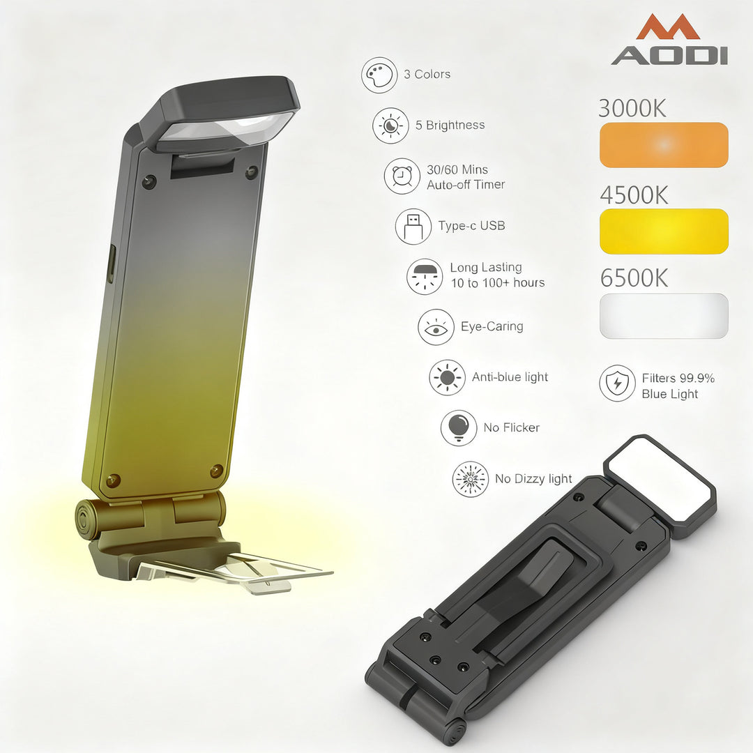 Portable LED reading lamp with clamp base