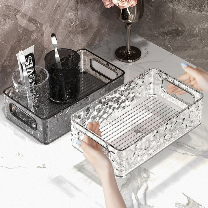 Transparent plastic storage box with ice pattern