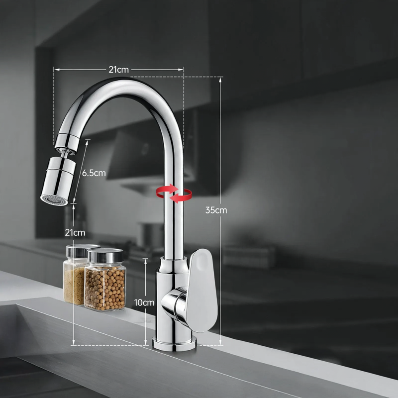Kitchen faucet with splash guard, single lever operation