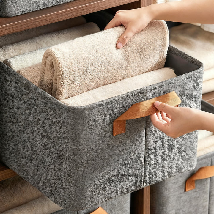 Fabric storage box for clothes, foldable