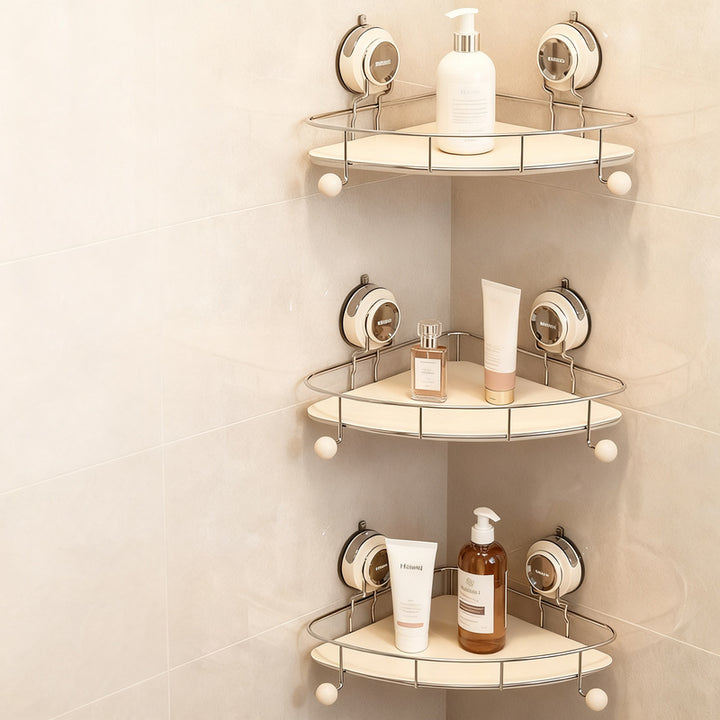 Stainless steel suction cup wall shelf for bathroom