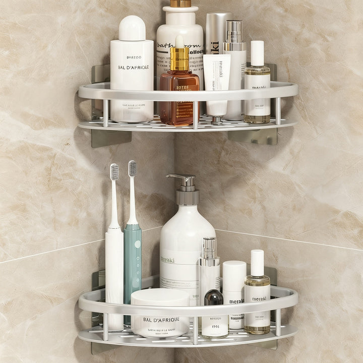 Wall shelf bathroom, triangular, no drilling, aluminum