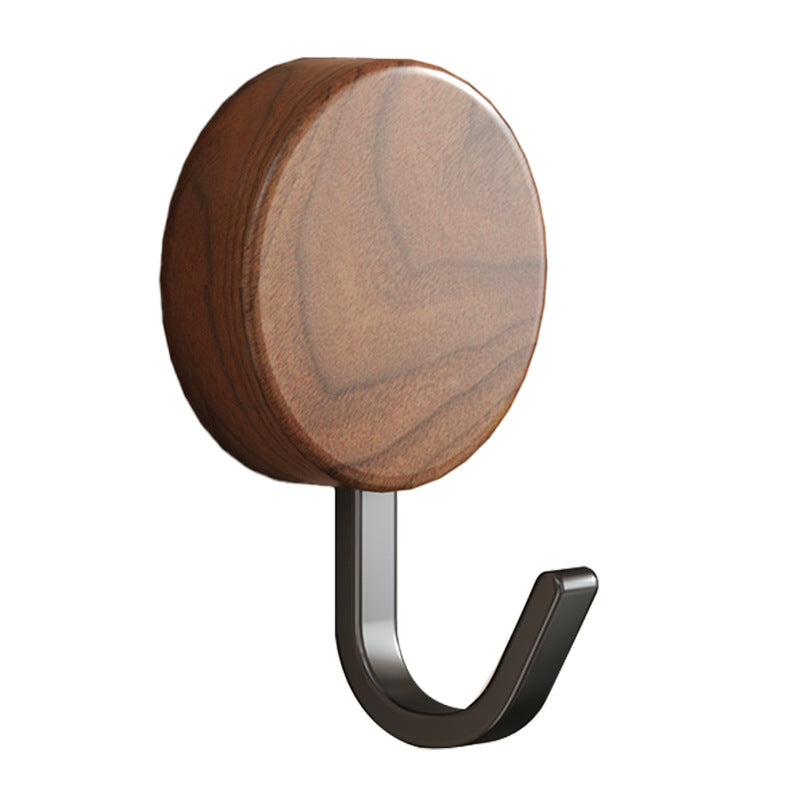 Wooden coat rack with adhesive surface, walnut look