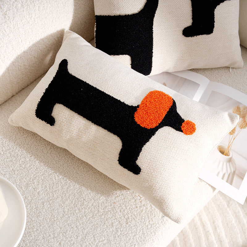 Cuddly pillow with dog motif, linen