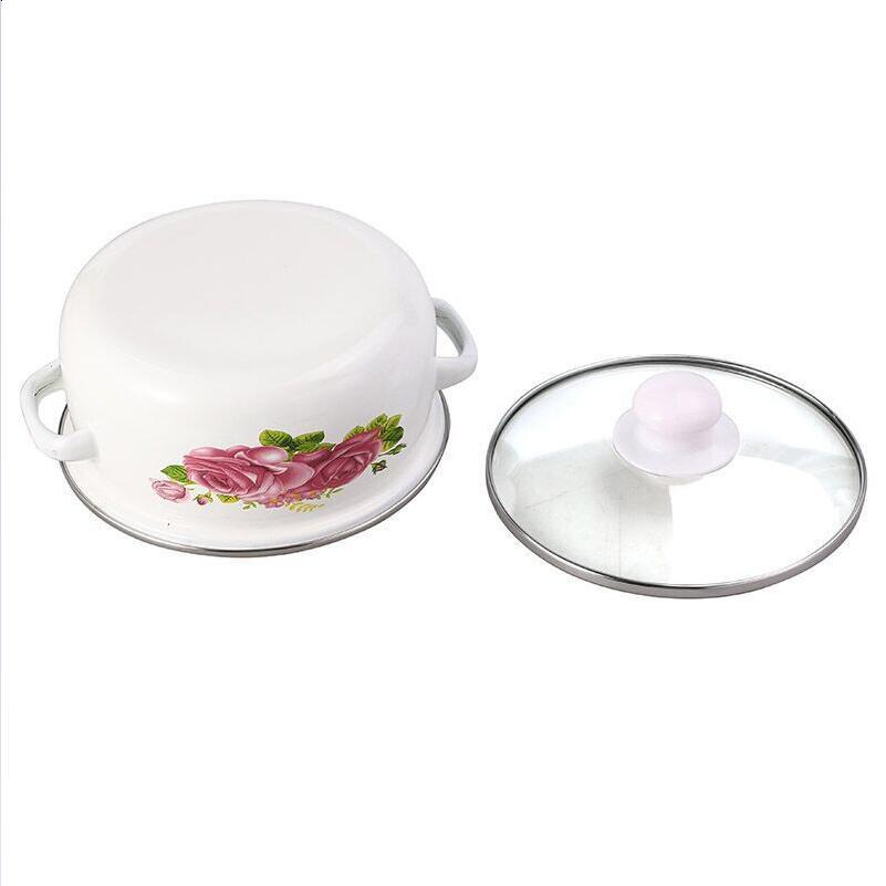 Enamelled Cooking Pot Set with Glass Lid