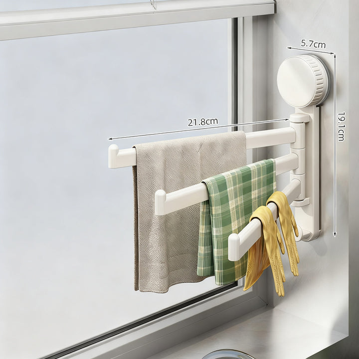Suction cup holder for kitchen towels, rotatable