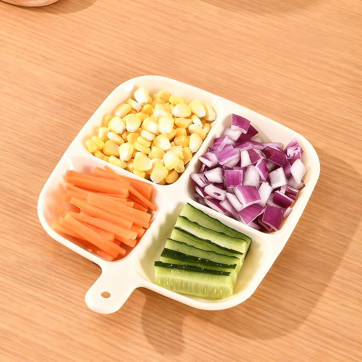 Divided serving tray with compartments, wall mountable