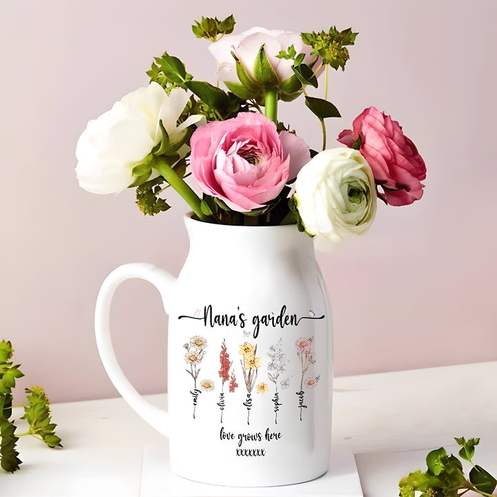 Ceramic mug with flower pattern, 300–450 ml