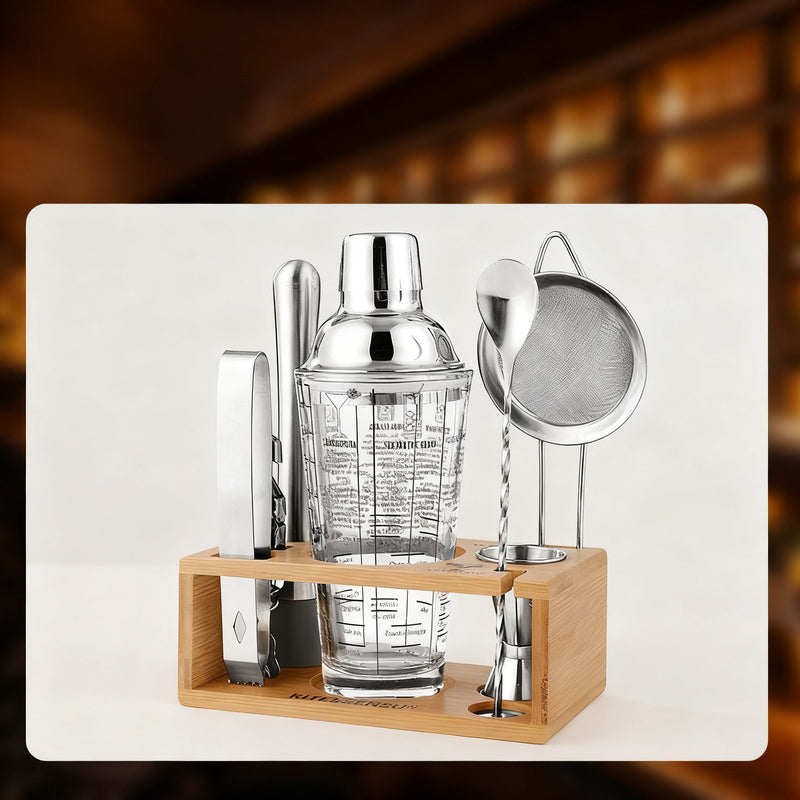 Cocktail Shaker Set with Glass and Accessories