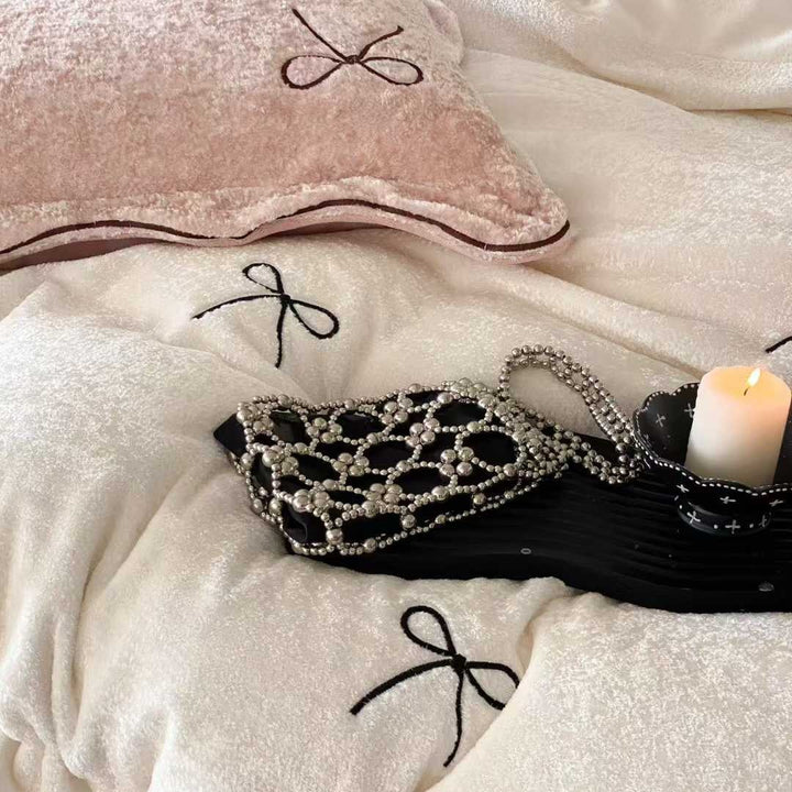 Bedding set made of milk fiber, embroidered, 4-piece