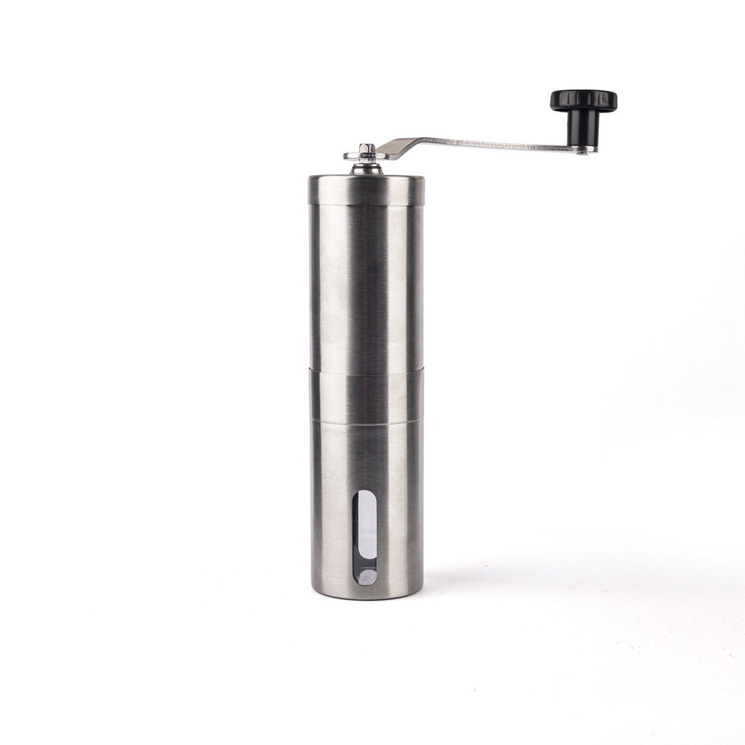 Hand-crank coffee grinder made of glass