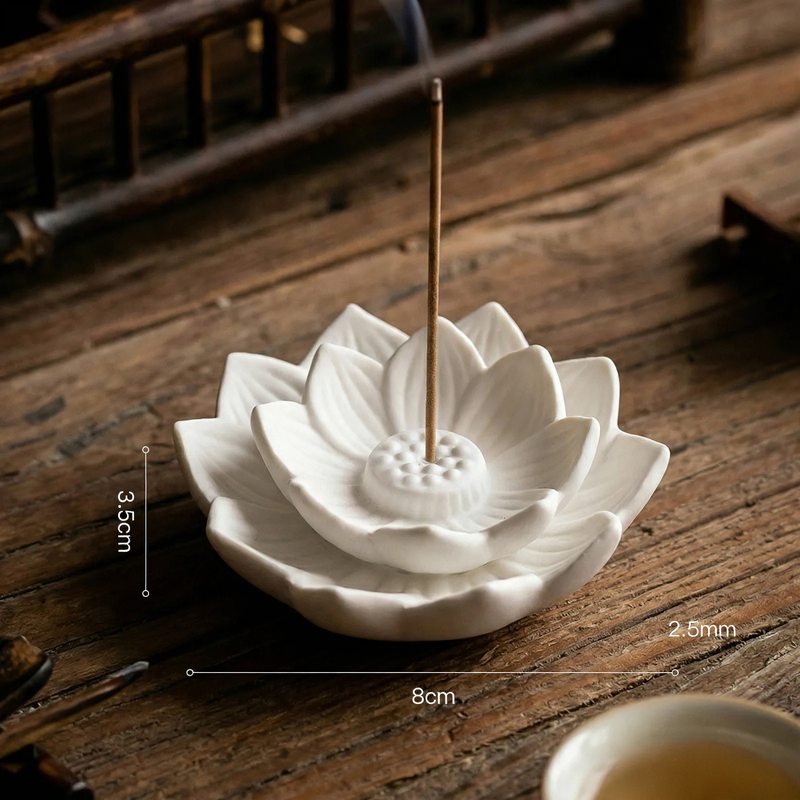 Incense Stick Holder Lotus Flower, Ceramic