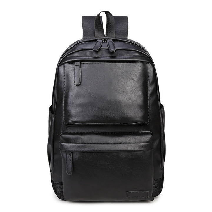 Men's backpack, PU leather, compact, for laptops up to 14 inches