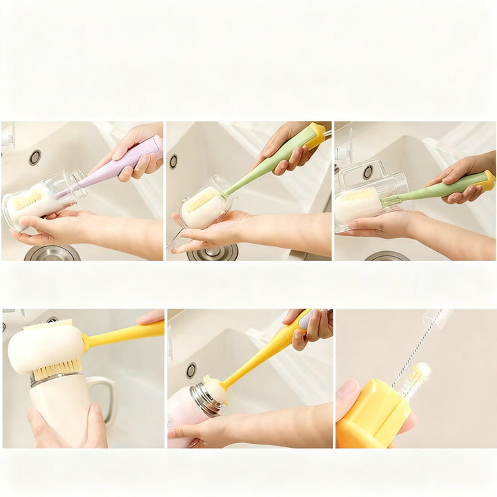 Multipurpose brush for cleaning cups and bottles