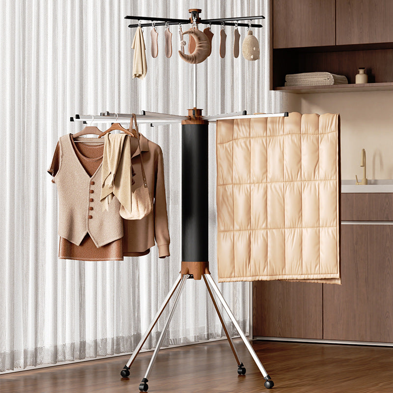 Sturdy clothes rack, foldable, wood look