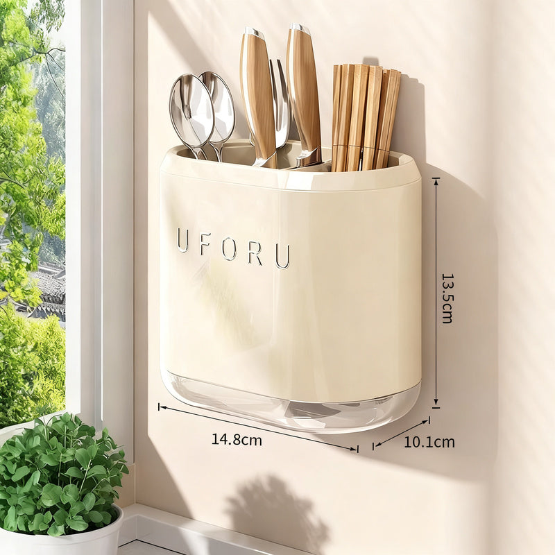 Chopstick and Cutlery Holder with Draining Tray