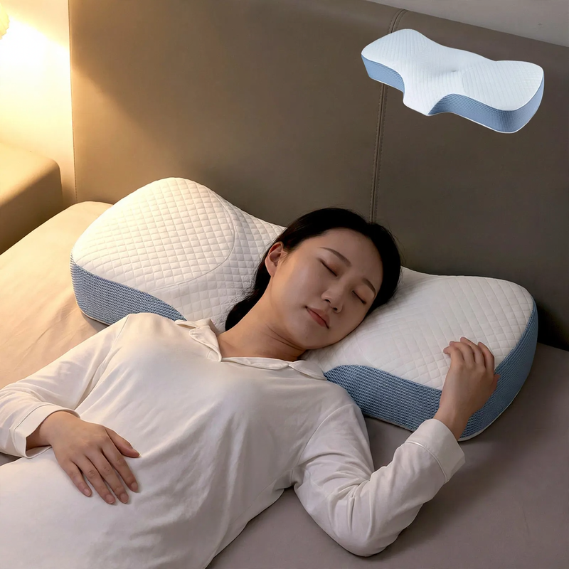 Memory foam neck support pillow, butterfly shape