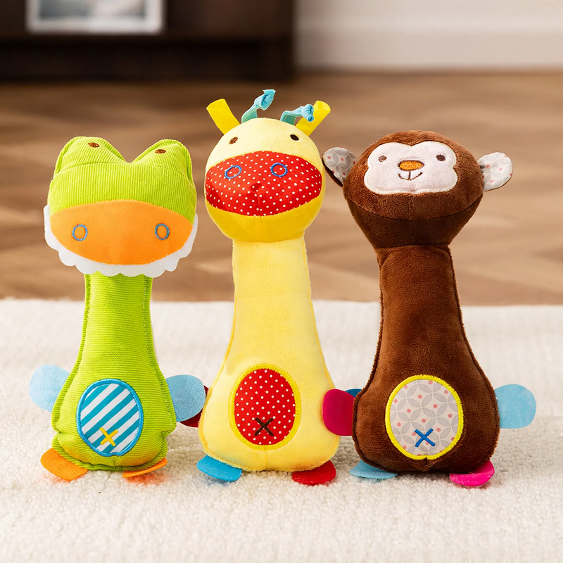 Plush animal toy with squeaker for dogs and cats