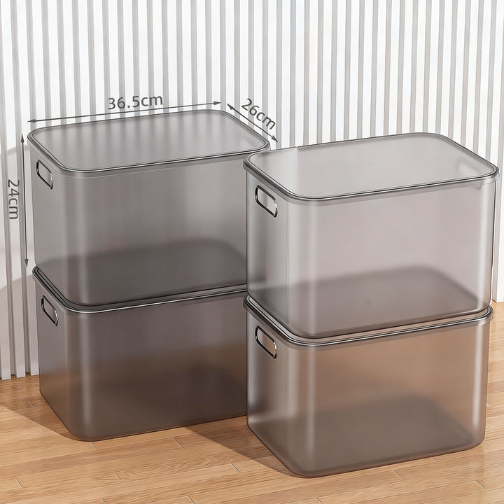 Transparent storage box made of plastic