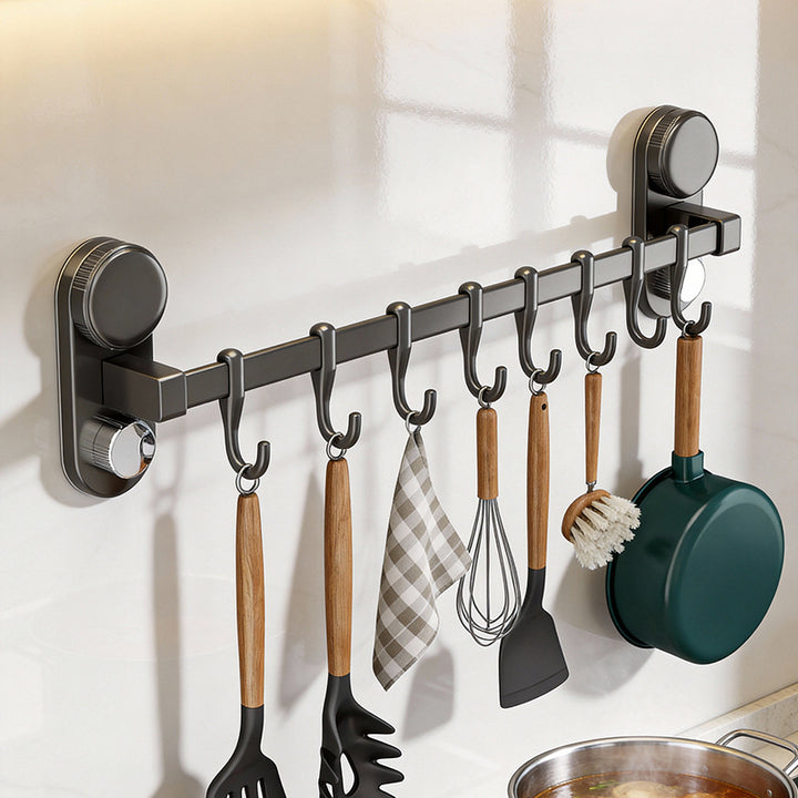 Kitchen hanger with suction cup, drill hole free