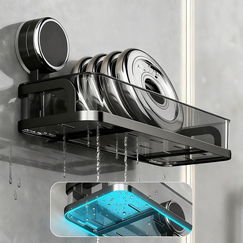 Bathroom shelf with suction cup without drilling