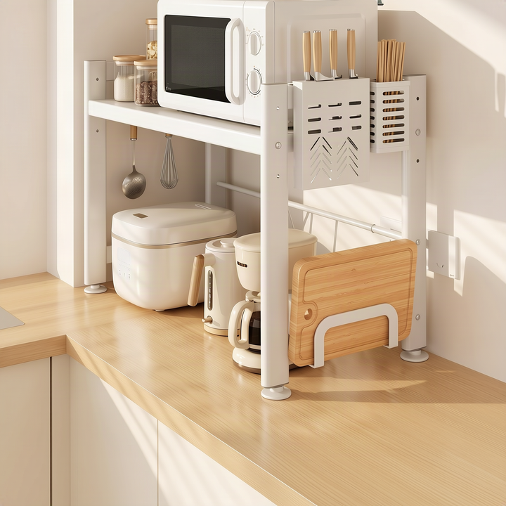 Adjustable kitchen shelf for appliances