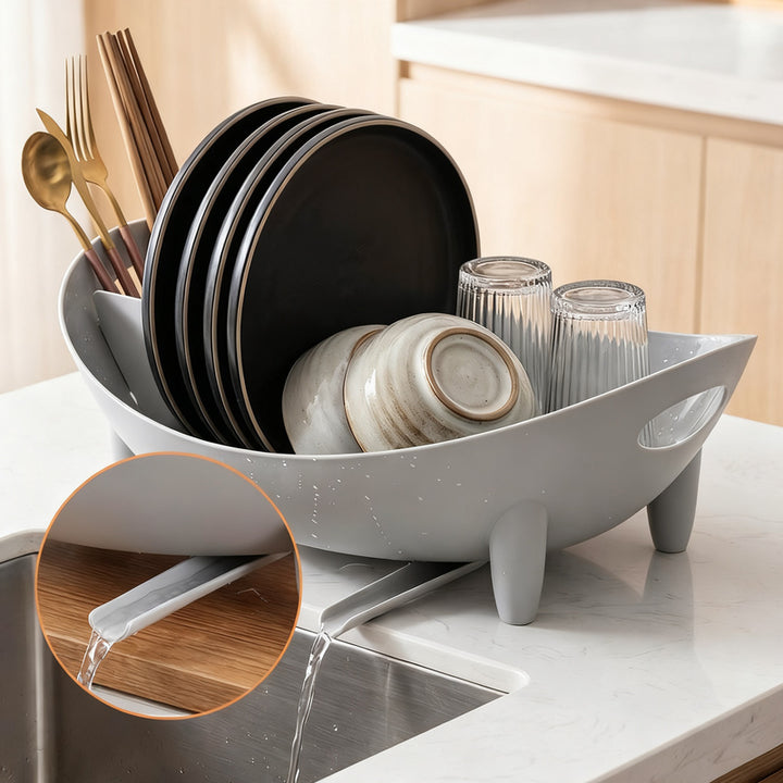 Dish drying rack with drip tray, plastic