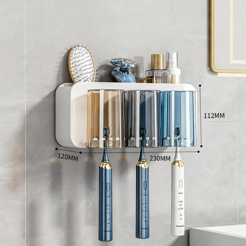 Toothbrush wall holder with toothpaste dispenser
