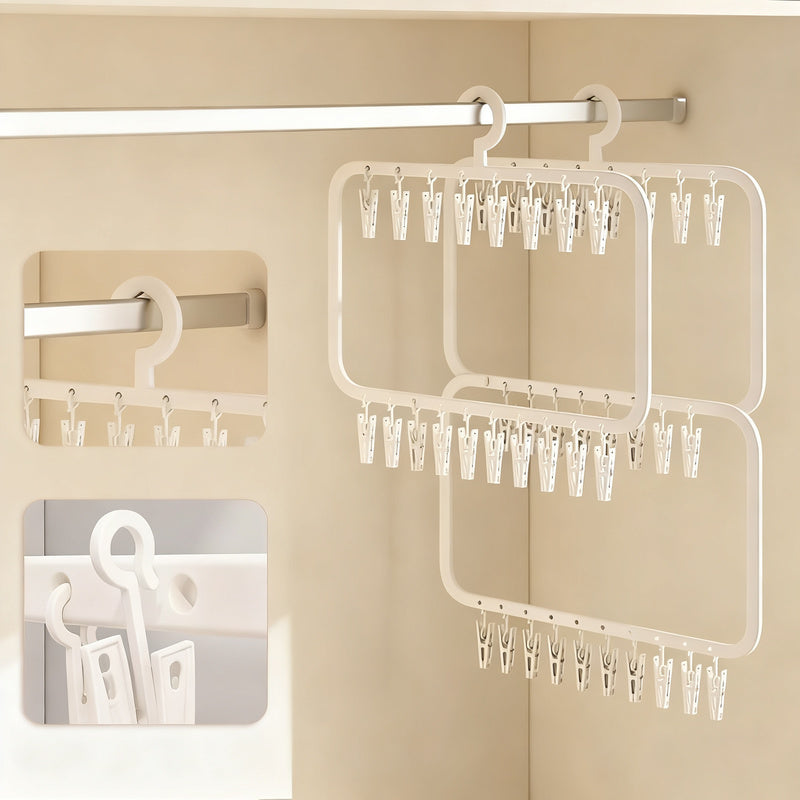 Clothes drying rack with clips for children