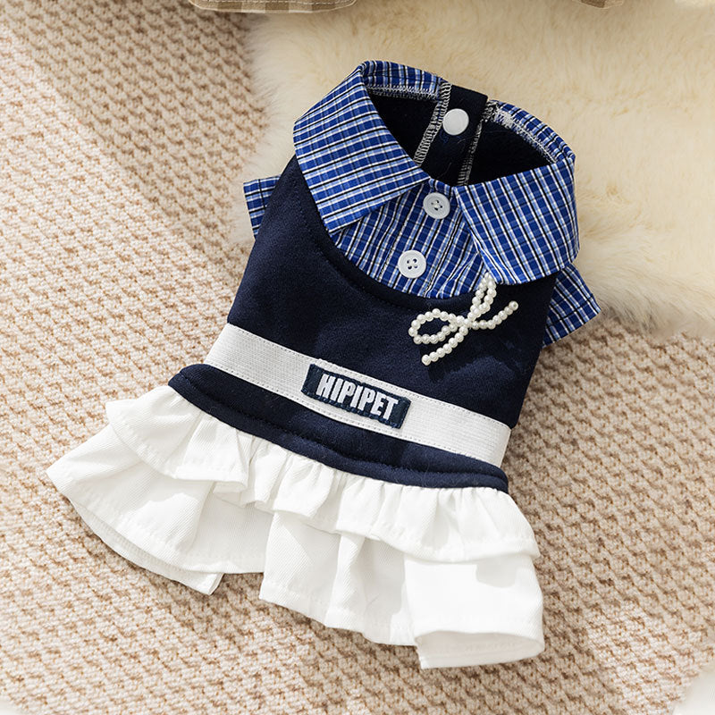 Checked dress for small dogs – Autumn and Winter