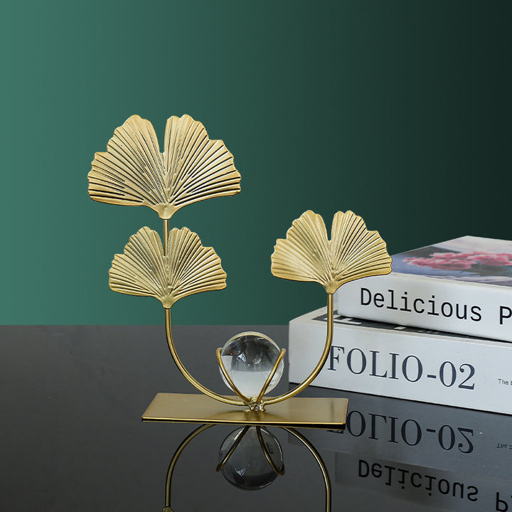 Metal leaf decor with crystal ball, European style