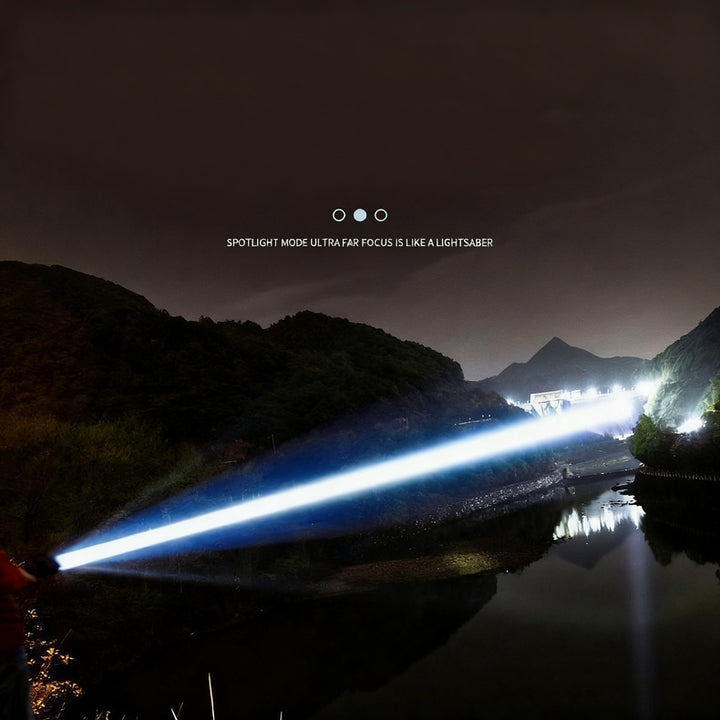 LED flashlight with zoom and USB-C charging
