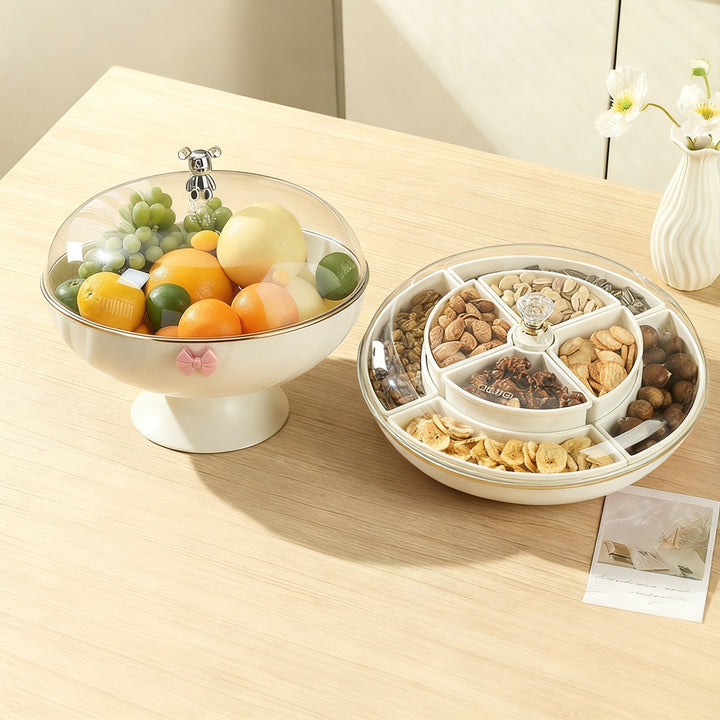 Rotatable nut shell with 8 compartments, sealable