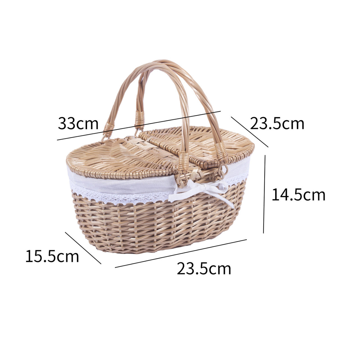 Willow basket with handle and lid