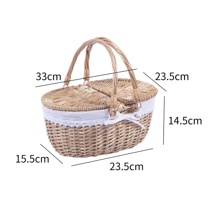 Willow basket with handle and lid
