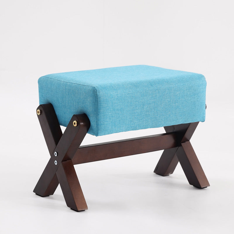 Children's footstool made of rubber wood, square