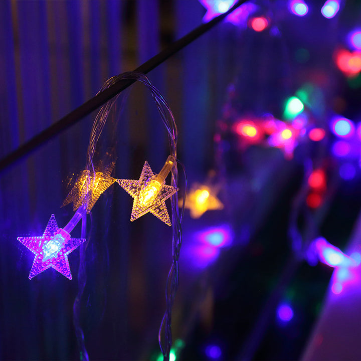 LED string lights with stars, 40×40 mm, model RK8005