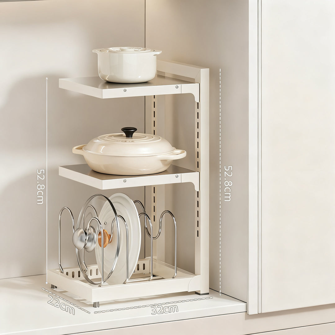 Stainless steel pot stand, 2–4 levels, adjustable