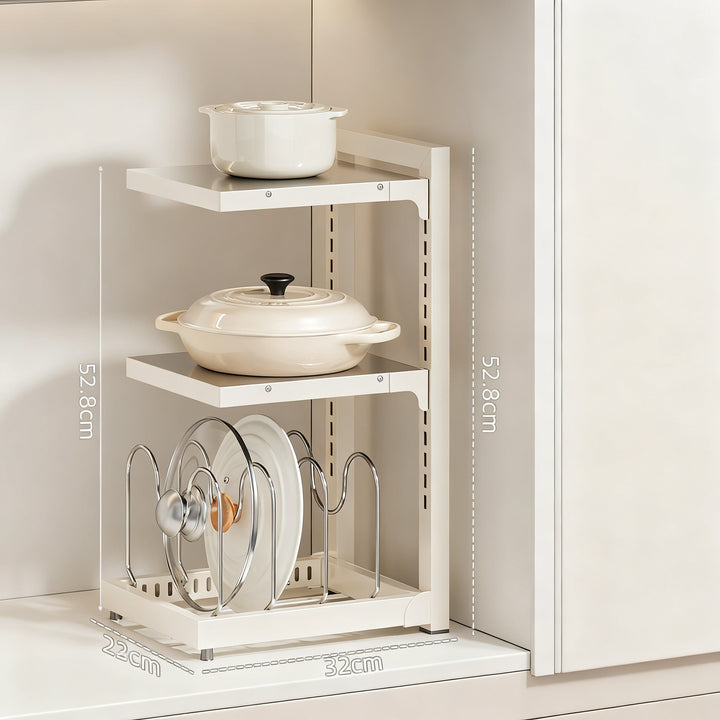 Stainless steel pot stand, 2–4 levels, adjustable